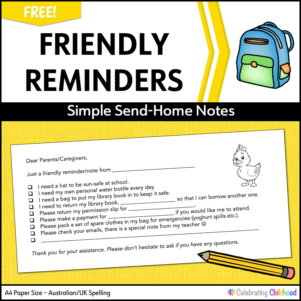 Free Friendly Reminder Notes - Celebrating Childhood